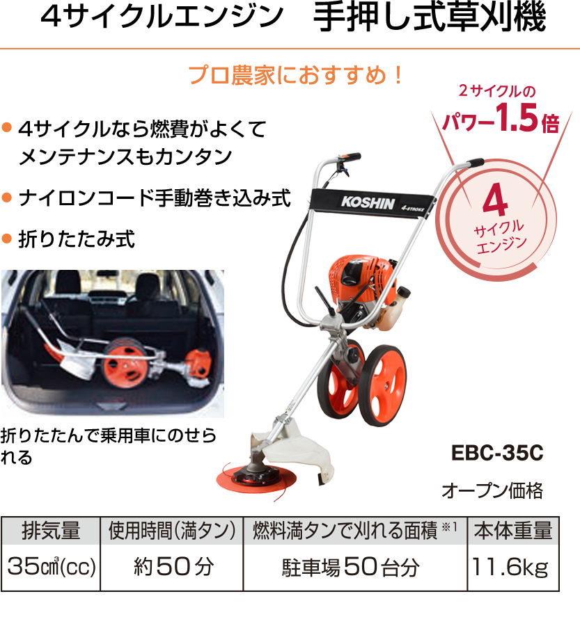 4サイクルエンジン　手押し式草刈機